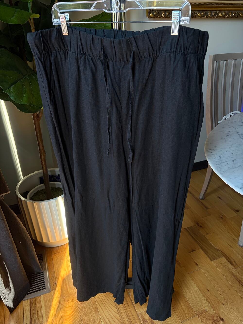 Ava & Viv Black Linen Blend Wide Leg Pants Sz X-Large